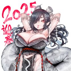 This is a pixiv picture whose title is 2025年　年賀イラスト.