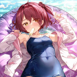 This is a pixiv picture whose title is スク水小鞠.