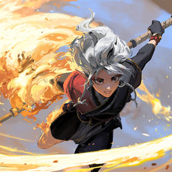 This is a pixiv picture whose title is Dance in fire.