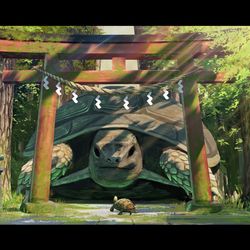 This is a pixiv picture whose title is 「亀神社の主」.