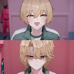 This is a pixiv picture whose title is 오징어 게임에 참가한 돈키호테.
