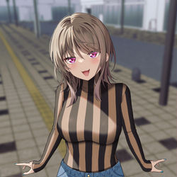 This is a pixiv picture whose title is 「先輩はこういう服好きですか～？」.