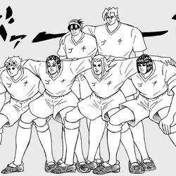 This is a pixiv picture whose title is 【5部】キャプ翼見たら、サッカーしたくなった人たち.