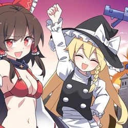 This is a pixiv picture whose title is ٩(｡•̀ᗜ•́｡)　٩(˃▽˂).