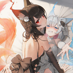 This is a pixiv picture whose title is 麻雀一番街 白子&黒子.