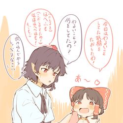 This is a pixiv picture whose title is 幼霊夢さんと文ちゃん.