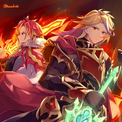 This is a pixiv picture whose title is 焔聖騎士.