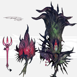 This is a pixiv picture whose title is ベロバー・ギモー・オーロンゲモチーフの武器（ポケモン）.