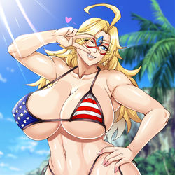 This is a pixiv picture whose title is 星条旗ビキニの仮面アメリカさん.