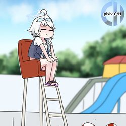 This is a pixiv picture whose title is 라이프 가드 Lifeguard.