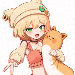 This is a pixiv picture whose title is みるまめちゃんキービジュアル＆三面図.
