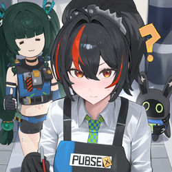 This is a pixiv picture whose title is 「何で胸を見てるんだろう.. もしかして痴漢..?」.