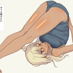 This is a pixiv picture whose title is ギャル崎さんにジャンケンで勝ったらヨガのポーズしてくれた.