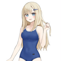 This is a pixiv picture whose title is スク水ブロンド美少女ちゃん.