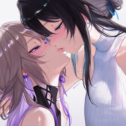 This is a pixiv picture whose title is 百合のキス.
