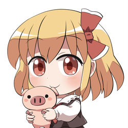 This is a pixiv picture whose title is ルーミアとブタさん.