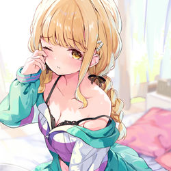 This is a pixiv picture whose title is 寝起きことねちゃん.