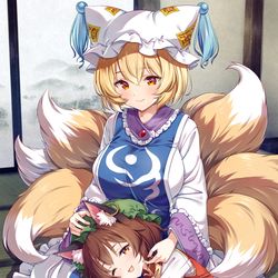 This is a pixiv picture whose title is 藍と橙.