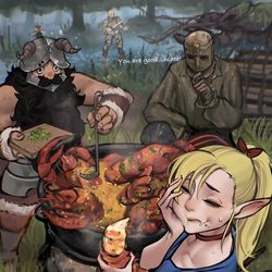 This is a pixiv picture whose title is Prawns Enjoyer Friends.