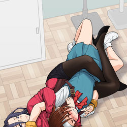 This is a pixiv picture whose title is 片羽絞をくらう若葉ひなた.