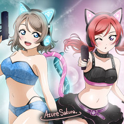 This is a pixiv picture whose title is 【サイバーキャッツ】　渡辺 曜＆西木野 真姫.