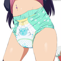 This is a pixiv picture whose title is Mona's Diaper Butt.