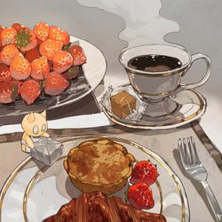 This is a pixiv picture whose title is 優雅な朝食.