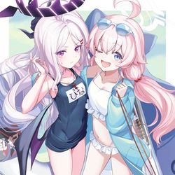 This is a pixiv picture whose title is 水着ホシノ＆水着ヒナ.