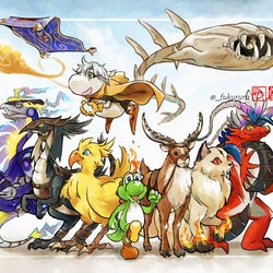 This is a pixiv picture whose title is （乗れるタイプの）頼れる相棒たち.