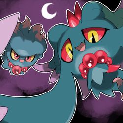 This is a pixiv picture whose title is Flutter Mane and Misdreavus.
