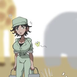 This is a pixiv picture whose title is 動物園の飼育員お姉さん謎の生物化.