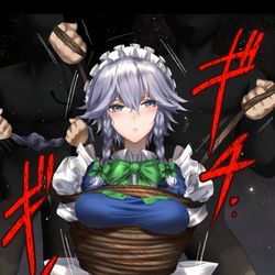 This is a pixiv picture whose title is 十六夜咲夜緊縛猿轡.