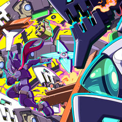 This is a pixiv picture whose title is 工場争奪戦.