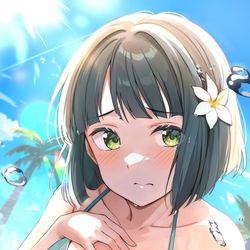 This is a pixiv picture whose title is 「恥ずかしいからあんまり見んといて…」.