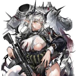 This is a pixiv picture whose title is 战斗恶魔修女.