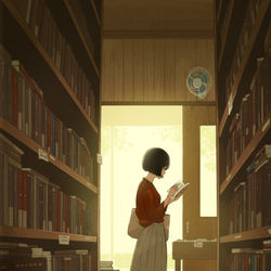 This is a pixiv picture whose title is 文を掬う.