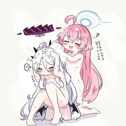 This is a pixiv picture whose title is 一緒にお風呂に入る~ (´｡• ᵕ •｡`) ♡.