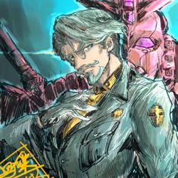 This is a pixiv picture whose title is シャリア・ブル&赤いガンダム.