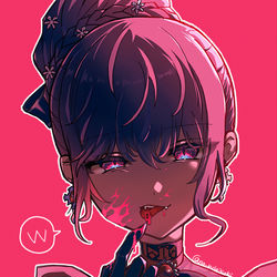 This is a pixiv picture whose title is 「怖い？」.