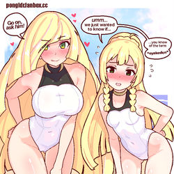This is a pixiv picture whose title is Lusamine and Lillie.