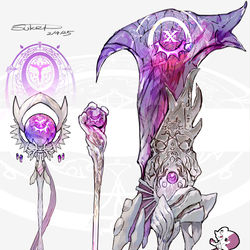 This is a pixiv picture whose title is メガミュウツーY・Xモチーフの武器（ポケモン）.