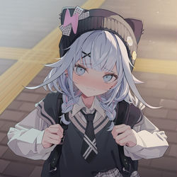 This is a pixiv picture whose title is 補導されそうになるすうちゃん.