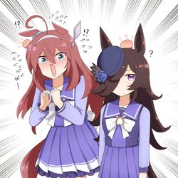 This is a pixiv picture whose title is なにかがあったライスとブルボン.