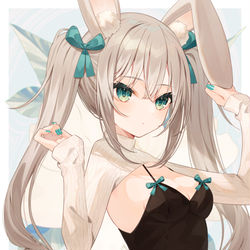 This is a pixiv picture whose title is 🐰💚.