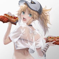 This is a pixiv picture whose title is モードレッドvsホットドッグ.