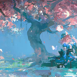 This is a pixiv picture whose title is 西行寺 幽々子.