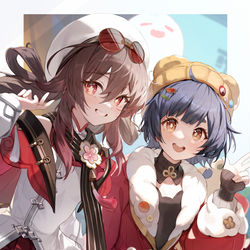 This is a pixiv picture whose title is 胡桃＆香菱.