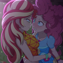 This is a pixiv picture whose title is Sunset Shimmer and Pinkie Pie.