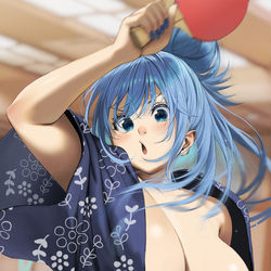 This is a pixiv picture whose title is 『1秒後に全部こぼれるアクア』.