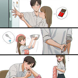This is a pixiv picture whose title is バレンタインを阻止したい幼馴染.